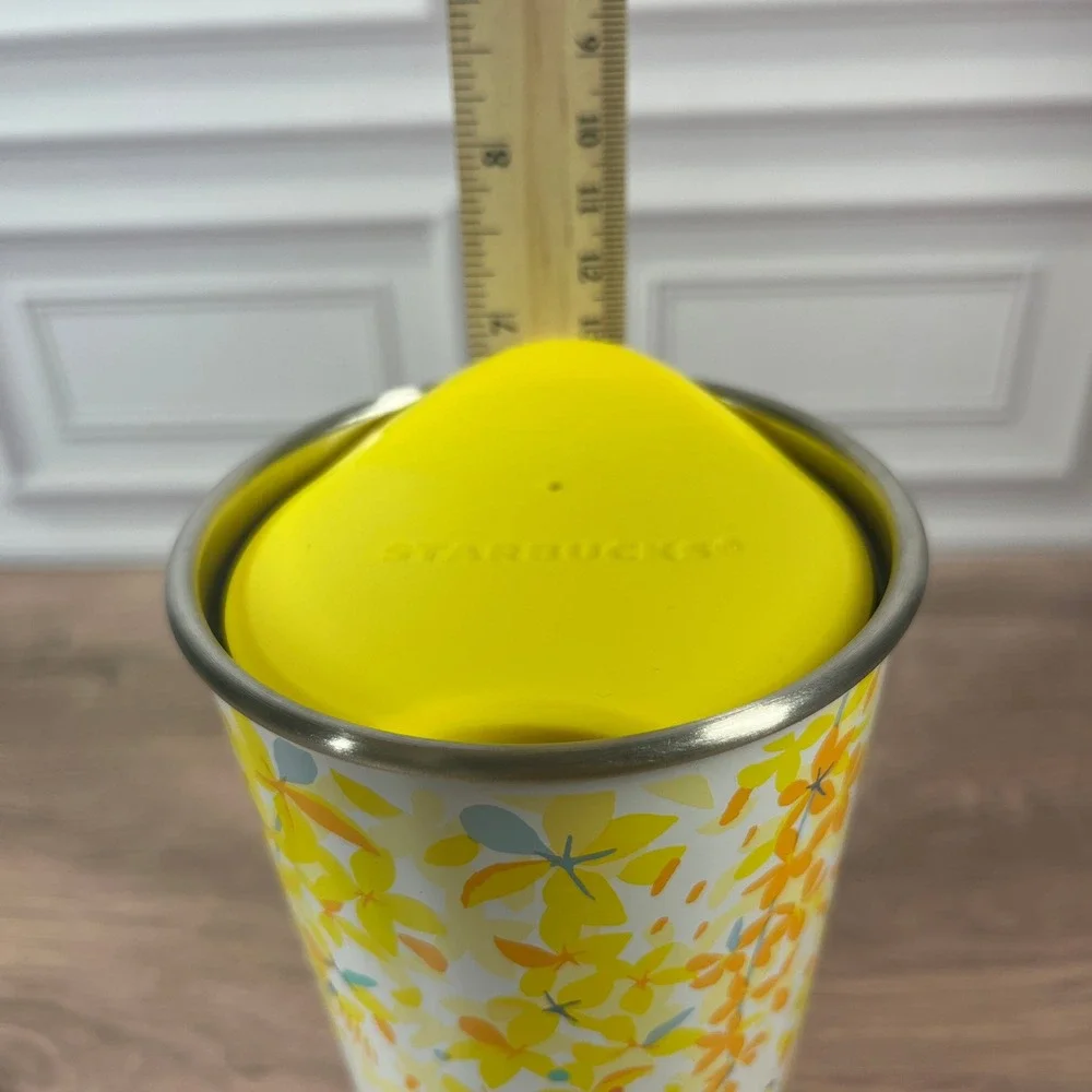 Starbucks Tumbler Thailand Cassia Fistula 16oz White Yellow Floral Stainless Mug - Picture 9 of 11